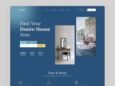 Homly Real Estate Website booking color home house interior property real estate typography ui ui ux ui design ux uxdesign web design webdesign website website design