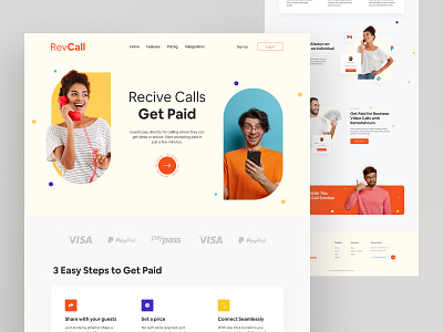 Revcall website design call color finance paid payment phone producthunt typography ui ui ux ui design ux uxdesign web design webdesign website website design