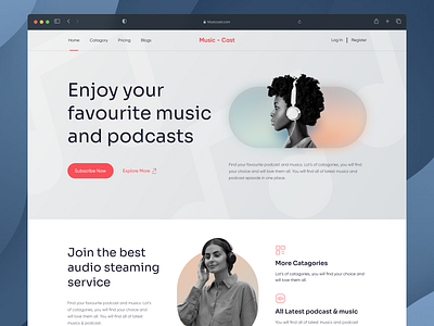 Podcast & Music Steaming Website design