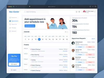 Doc-Center || Appointment Page appointment dashboard doctor patient schedule ui ui ux ui design ux uxdesign web app web design