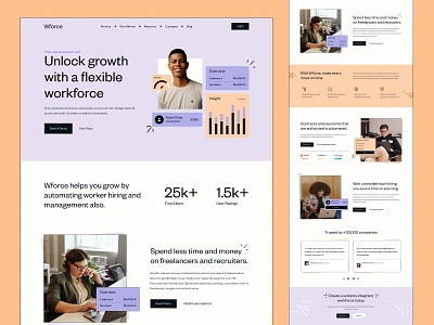 Wforce Landing page design header hiring hr landing page management popular saas sass trend typography ui ui ux ui design ux uxdesign web design web header web ui website