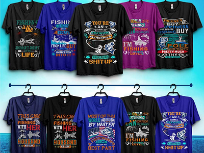 Fishing t-shirt design bundle.