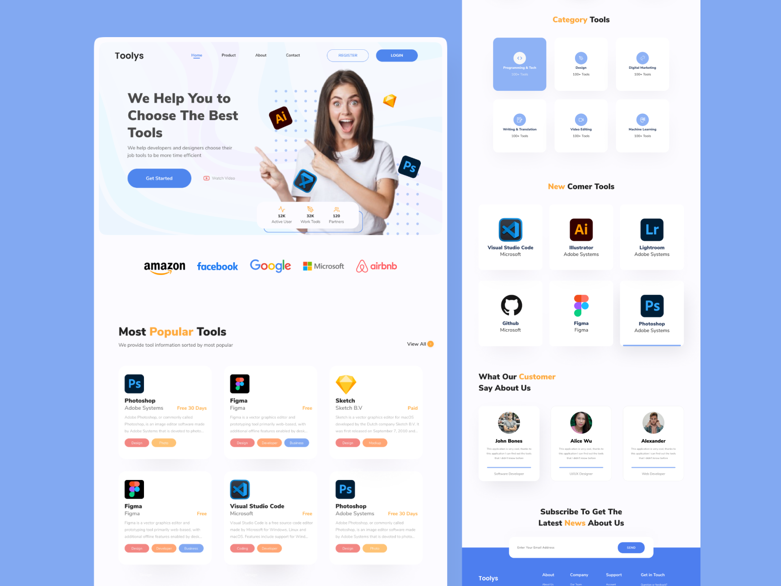 Tools Landing Page by Vetrick Wilsen on Dribbble