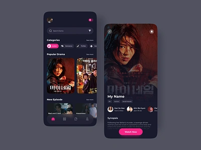 K-Drama Streaming App app design design drakor drama k drama k drama app mobile mobile app mobile apps mobile design mobile ui movie movie app movies streaming streaming app ui ui design uiux watch