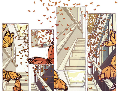 Quarantine Daydream butterflies editorial illustration illustration nature