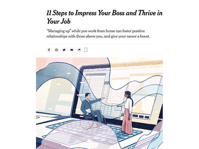 Managing Up covid19 editorial illustration illustration newyorktimes nyt virtualwork wfh workspace