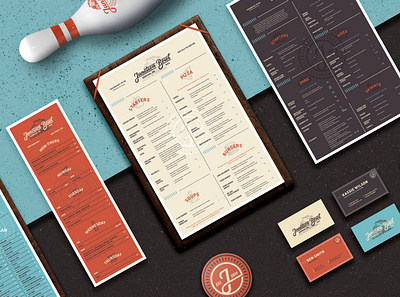 Junction Bowl Menu Design bowling branding design icon design illustration logo menu design railroad restaurant typography