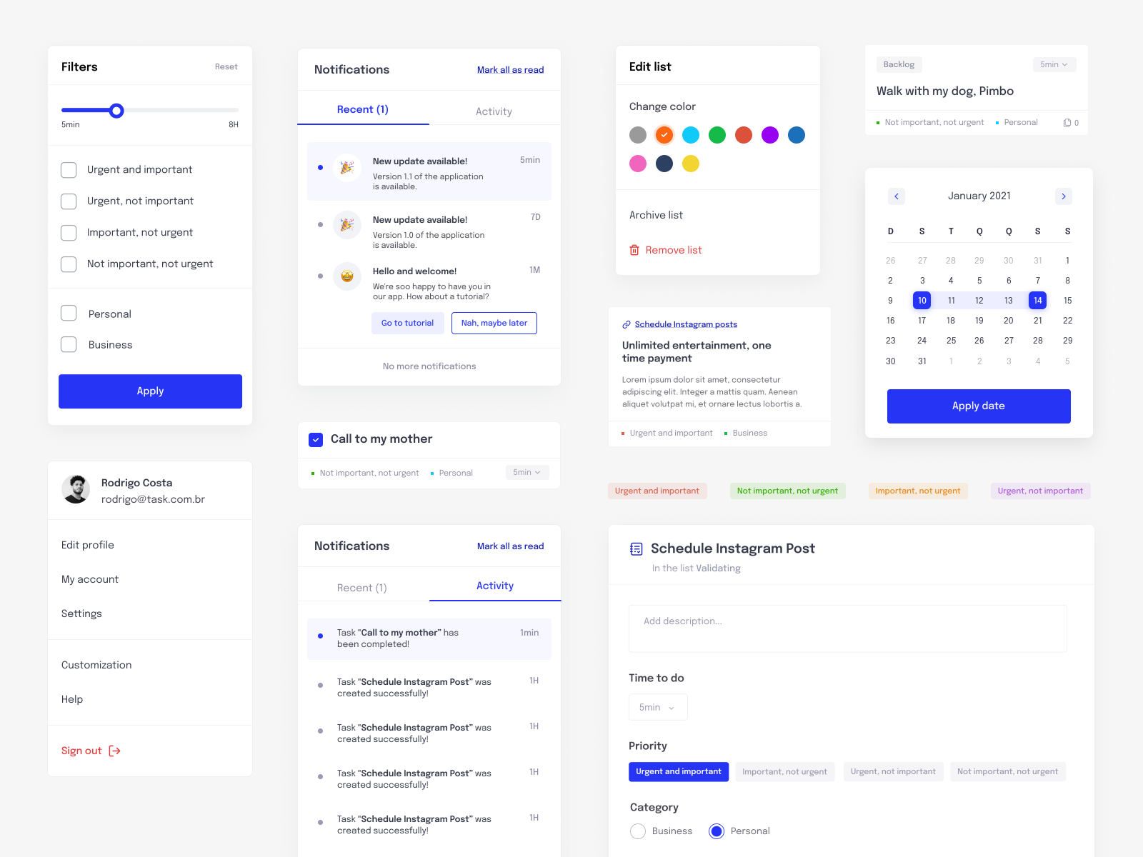 Doo.it - Components by Priscila Rodrigues on Dribbble