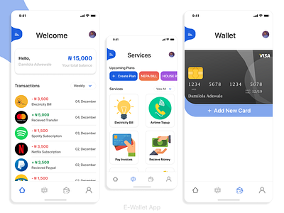 E-Wallet App ewallet figma figmaafrica ui design uidesign wallet