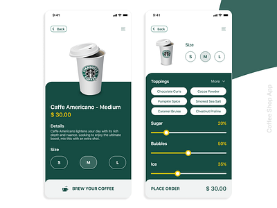 Coffee Shop App adobe xd coffee shop ecommerce app flatdesign ios mobile ui ui design