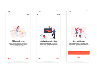 On-boarding Screens for a Doctor Booking App