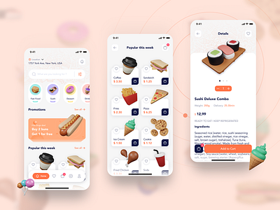 Concept Food Application concept fastfood food ice cream pizza ui