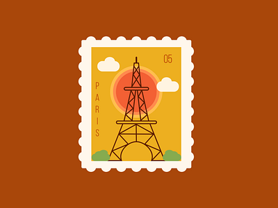 Paris Postage Stamp daily ui design france illustration paris postage postage stamp travel ui ux