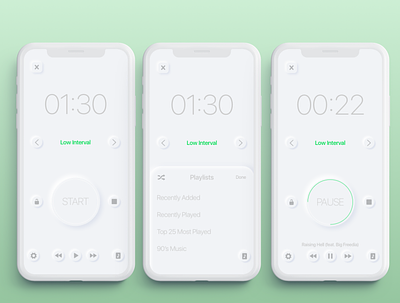 Interval Timer app concept daily ui design interface soft ui timer timer app ui ux