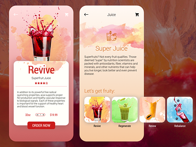 Juice Menu app concept daily ui design food and drink food app food app ui interface juice menu menu design superfoods ui ux