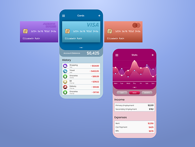 E-Wallet app banking concept credit cards daily ui design ewallet finance interface saving spending ui ux