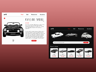 Classic Car Website classic car classic cars concept contrast daily ui design ecommerce design fiat interface ui ux