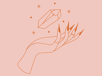 Oh my Crystal. :) celestial crystal crystal gems gems hands illustration lineart linework logo magical minimal minimalistic mystic nails occult soft stars witch witchcraft witchy