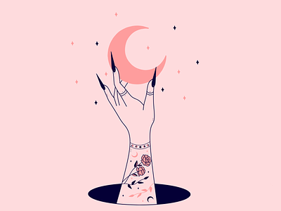 Duality of moon energy🌙 celestial floral hand heavenly illustration linework magical minimalistic moon mystic mystical occult sacred spiritual spirituality tarot tattoo witchcraft witchhand witchy