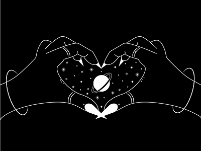 Space love. coverart hands illustration illustrator jewlery linart linework love minimalistic monoline mystic planets stars universe vector witchcraft witchy