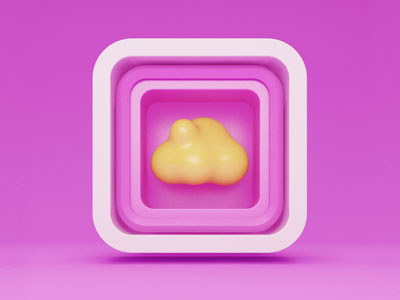 Cloud iPhone / iPad icon 3d cinema 4d icon ipad iphone mac model photoshop pink render vray yellow