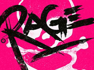 Rage andaur day green lettering logo music pink quote rage sebastian skull type typography vintage
