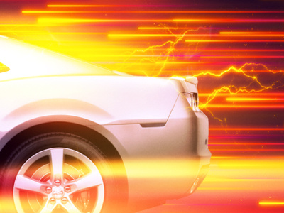Speed - WIP car electric light photoshop poster red yellow