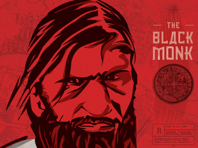 The Black Monk illustration poster rasputin red