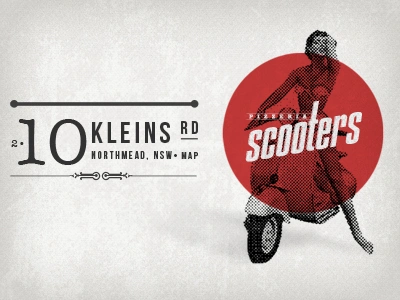 Scooters Pizzeria branding branding circle identity logo red retro scooter texture typography ui ui design vespa vintage website