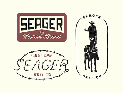 Seager branding cowboy design illustration logo oldschool retro sign