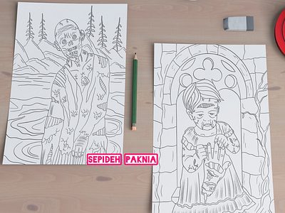 Zombie Coloring book coloring book coloring page illustration illustrator zombie coloring book