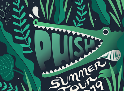 Phish Summer 2019 Tour aligator illustration band poster jungle illustration music poster phish design summer tour design vector illustration