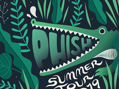 Phish Summer 2019 Tour aligator illustration band poster jungle illustration music poster phish design summer tour design vector illustration