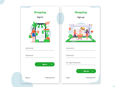 Shopping - sign in - sign up illustration login mobile register shopping sign in sign up ui ux vector