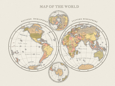 Map of hemispheres design hemisphere illustration map vector vintage map world map