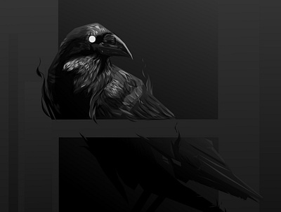 Raven king art bird black and white digital art digital illustration illustration king raven wallpaper
