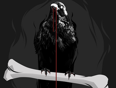 Domination art beautiful bird black and white design digital art digital illustration domination illustration king power raven wallpaper