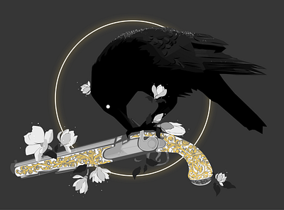 Reloaded art artist beautiful bird black and white dark design digital art digital illustration graphic design illustration ipad raven series story vectorart wallpaper