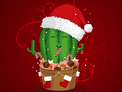 Cute cacti Claus