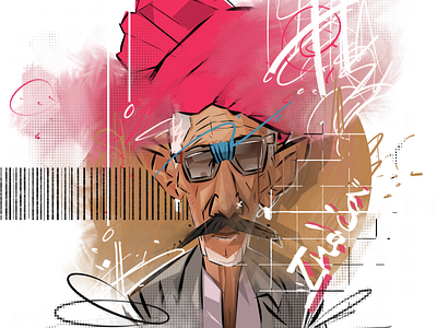 Old Indian art artist design digital art digital illustration funky illustration indian ipad old man portrait style vector illustration vectorart