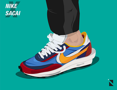 NikeXSacai waffle LD design digital art illustration nike shoes sneaker vector