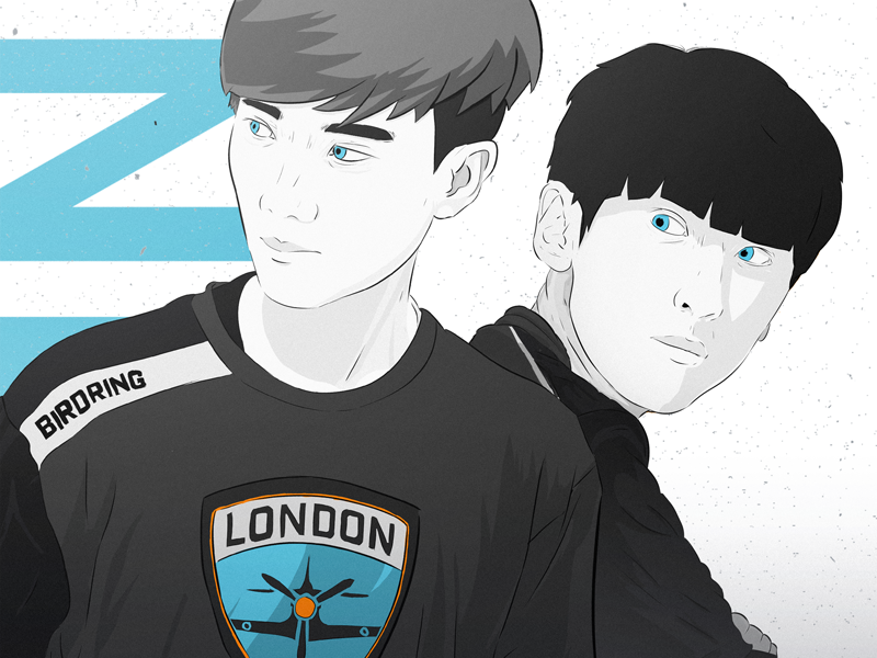 London Spitfire Birdring & Profit overwatch esports profit birdring owl spitfire london league illustration