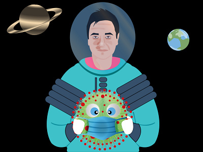 Don't let coronavirus make its way to space! astronaut corona virus coronavirus covid 19 covid19 earth heath illustration illustrator mask saturn space stay healthy vector wear a mask