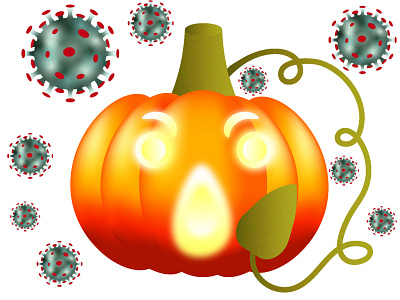 Halloween in CORONA days!!! 2020 corona corona virus coronavirus covid covid 19 covid 19 covid19 design fear halloween halloween party horror illustration illustrator pumpkin