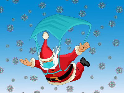 How Santa comes this Christmas! 2021 christmas christmas card christmas flyer christmas party corona corona virus covid covid 19 fly holiday illustration illustrator mask new year noel santa xmas xmas card xmas flyer