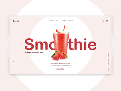 Strawberry smoothie concept №1 berries concept design health juice minimal natural pink smoothie strawberry ui ux web website