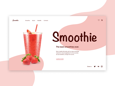 Strawberry smoothie concept №2 berries concept design health juice minimal natural pink smoothie strawberry ui ux web website