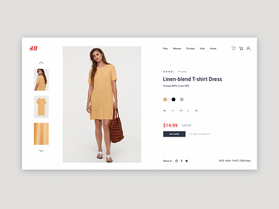 H&M redesign brand card clothes shop concept design dress hm minimal product product page redesign shop ui ux web website