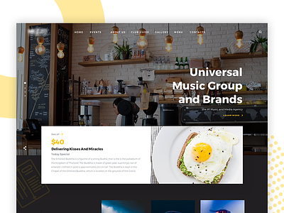 Mezzo Website. cafe clean design food interface minimal music photography serif ui ux web