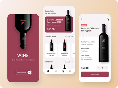 Wine store alcohol app app design appdesign bottle design drink drinks fb food and beverage shopping store ui wine wine app wine bottle wine store wine ui